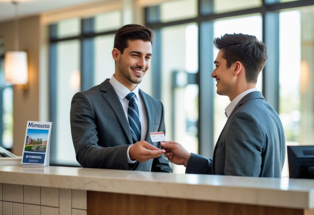 two young guys talking at the reception - featured image
